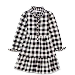 Black and White Gingham Tiered Button-Front Dress- Toddler